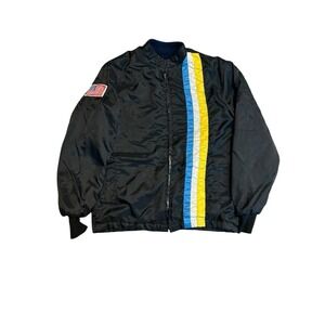 Vintage 70s Sherpa Lined Racer Jacket Sportswear USA Retro Large